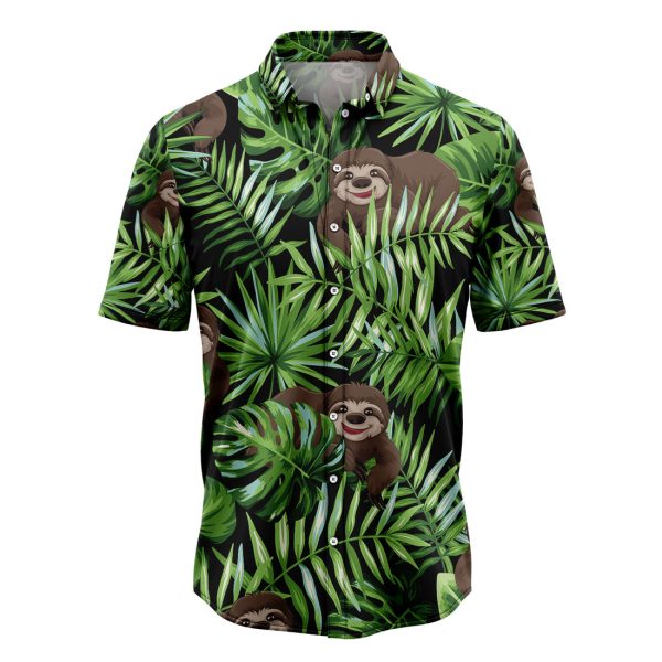 Sloth Green Tropical Hawaiian Shirt Summer Shirt For Men and Women Jezsport.com