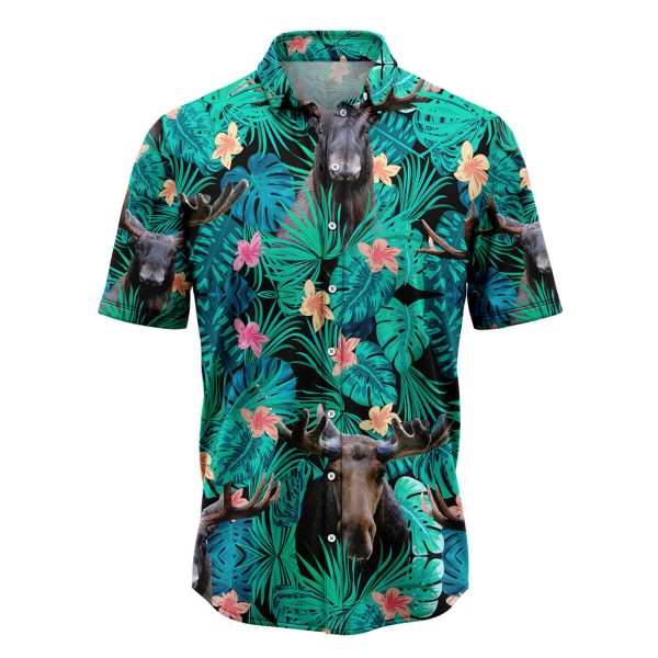 Moose Tropical Hawaiian Shirt Summer Shirt For Men and Women Jezsport.com