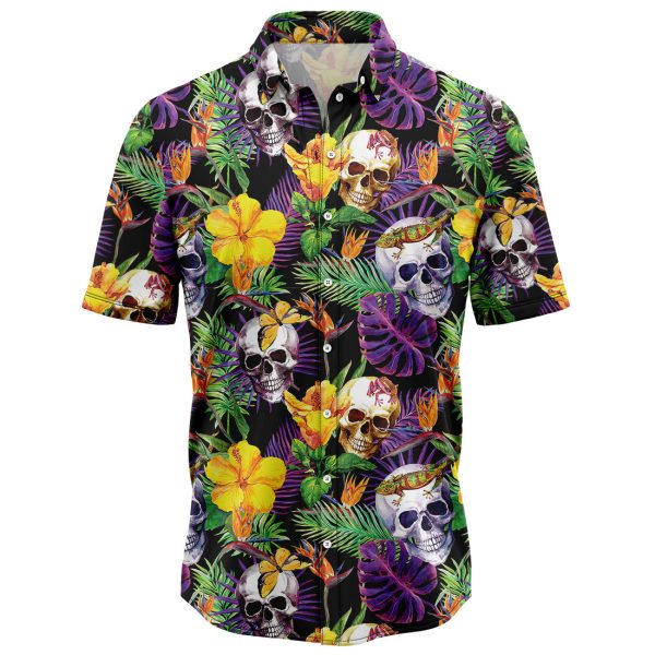 Skull Frangipani Flower Hawaii Shirt, Summer Shirt For Men and Women, Short Sleeve Jezsport.com