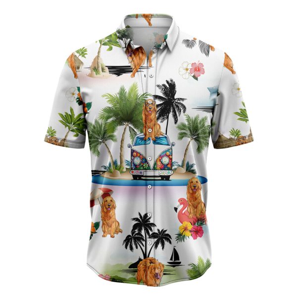 Golden Retriever Vacation Hawaiian Shirt Summer Shirt For Men and Women Jezsport.com