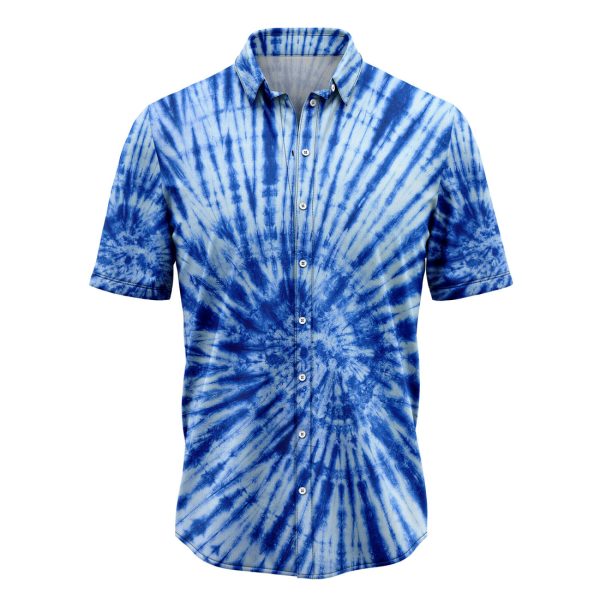 Blue Tie Dye Hawaiian Shirt Summer Shirt For Men and Women Jezsport.com