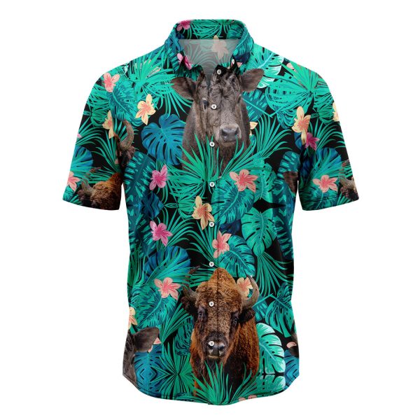 Bison Tropical Hawaiian Shirt Summer Shirt For Men and Women Jezsport.com