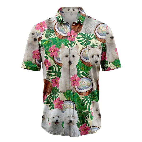 West Highland Terrier Tropical Coconut Hawaiian Shirt Summer Shirt For Men and Women Jezsport.com