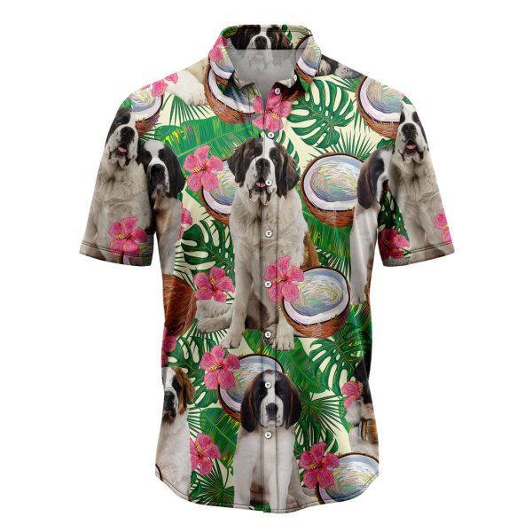 Saint Bernard Tropical Coconut Hawaiian Shirt Summer Shirt For Men and Women Jezsport.com