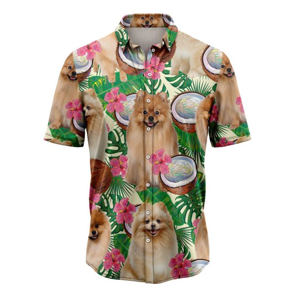 Pomeranian Tropical Coconut Hawaiian Shirt Summer Shirt For Men and Women Jezsport.com