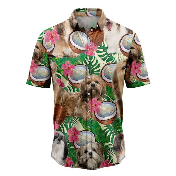 Lhasa Apso Tropical Coconut Hawaiian Shirt Summer Shirt For Men and Women Jezsport.com