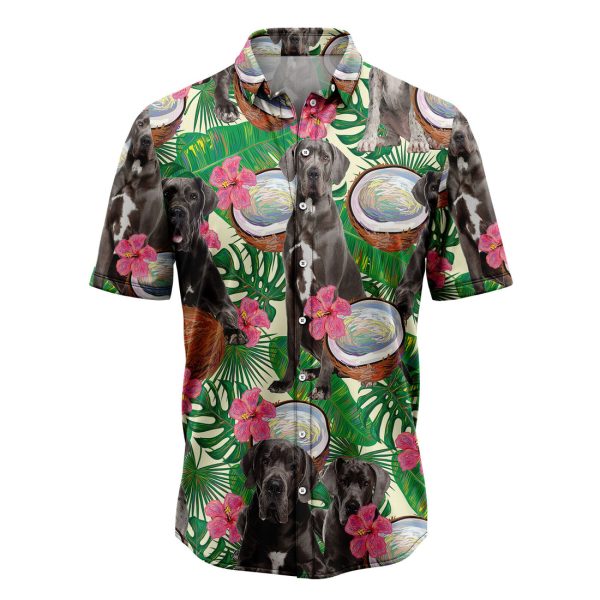 Great Dane Tropical Coconut Hawaiian Shirt Summer Shirt For Men and Women Jezsport.com