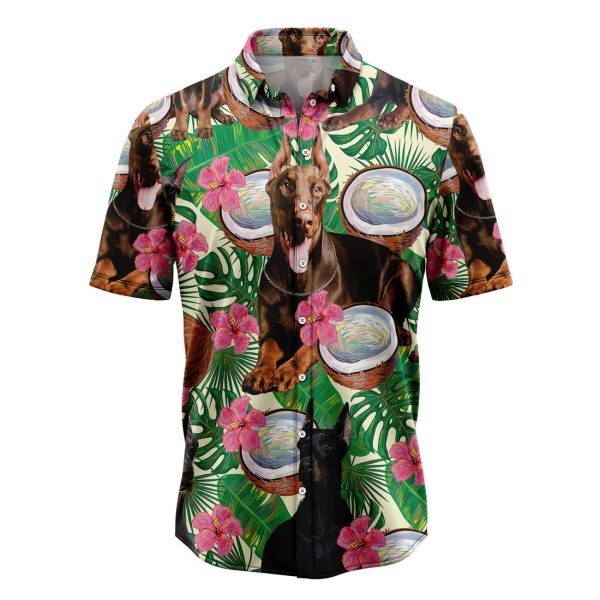 Doberman Pinscher Tropical Coconut Hawaiian Shirt Summer Shirt For Men and Women Jezsport.com