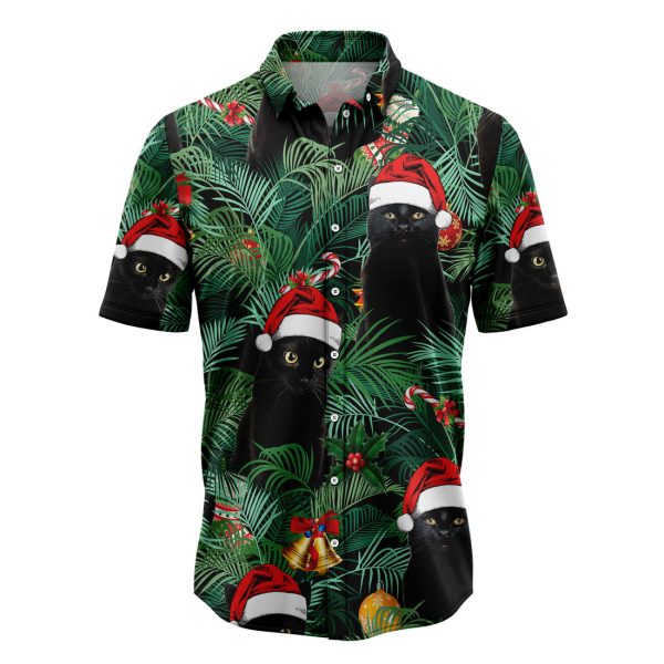 Black Cat Christmas Hawaiian Shirt Summer Shirt For Men and Women Jezsport.com