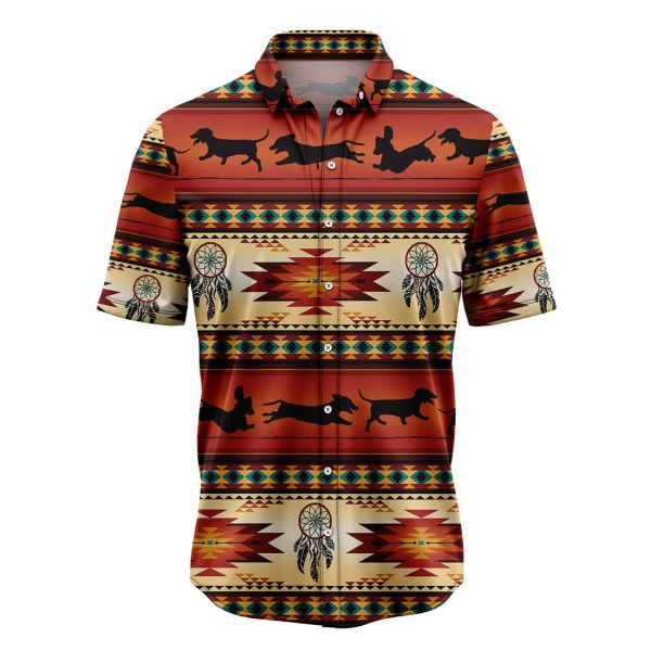 Dachshund Native American Pattern Hawaiian Shirt Summer Shirt For Men and Women Jezsport.com