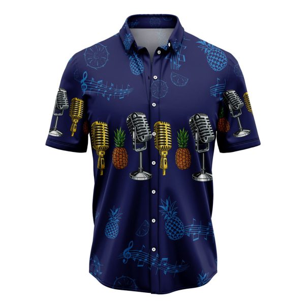 Microphone Musical Instrument Hawaiian Shirt Summer Shirt For Men and Womenn Jezsport.com