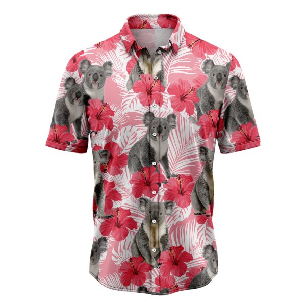 Koala Tropical Flowers Hibiscus Hawaiian Shirt Summer Shirt For Men and Women Jezsport.com