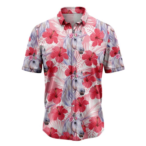 Unicorn Tropical Flowers Hibiscus Hawaiian Shirt Summer Shirt For Men and Women Jezsport.com