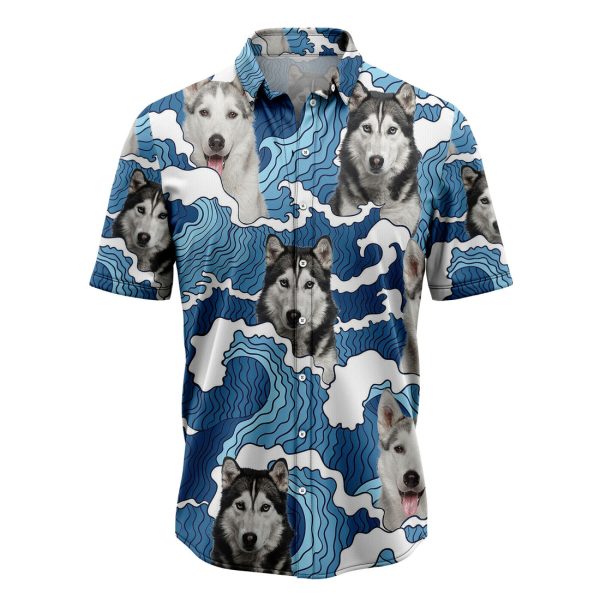 Siberian Husky Wave Hawaiian Shirt Summer Shirt For Men and Women Jezsport.com