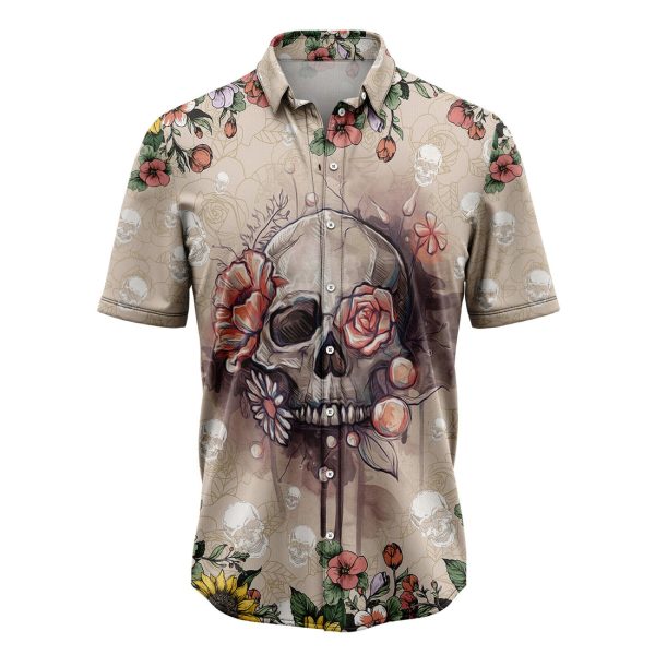 Skull Flower Hawaiian Shirt, Summer Shirt For Men and Women, Short Sleeve Jezsport.com