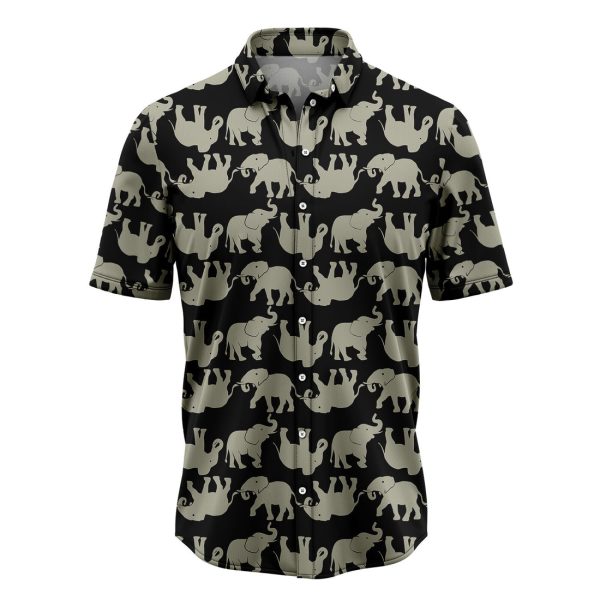 Elephant Black & White Line Hawaiian Shirt Summer Shirt For Men and Women Jezsport.com