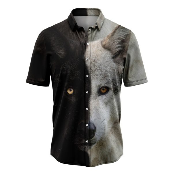 Wolf Black & White Hawaiian Shirt Summer Shirt For Men and Women Jezsport.com