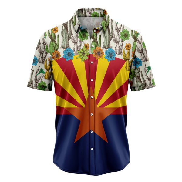 Arizona Cactus Blossom Flag Hawaiian Shirt Summer Shirt For Men and Women Jezsport.com