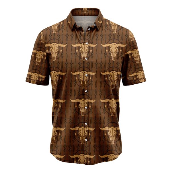 Bull Skull Western Cowboy Hawaiian Shirt Summer Shirt For Men and Womenn Jezsport.com