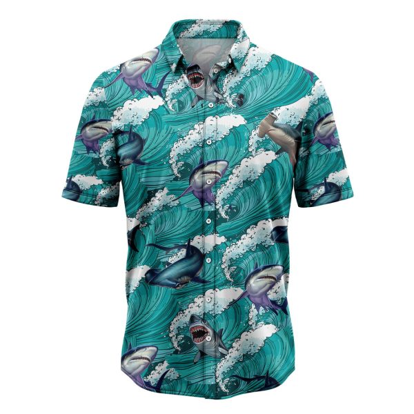 Shark Sea Waves Hawaiian Shirt Summer Shirt For Men and Womenn Jezsport.com