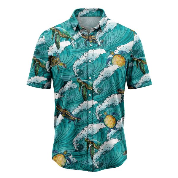 Turtle Sea Waves Hawaiian Shirt Summer Shirt For Men and Women Jezsport.com