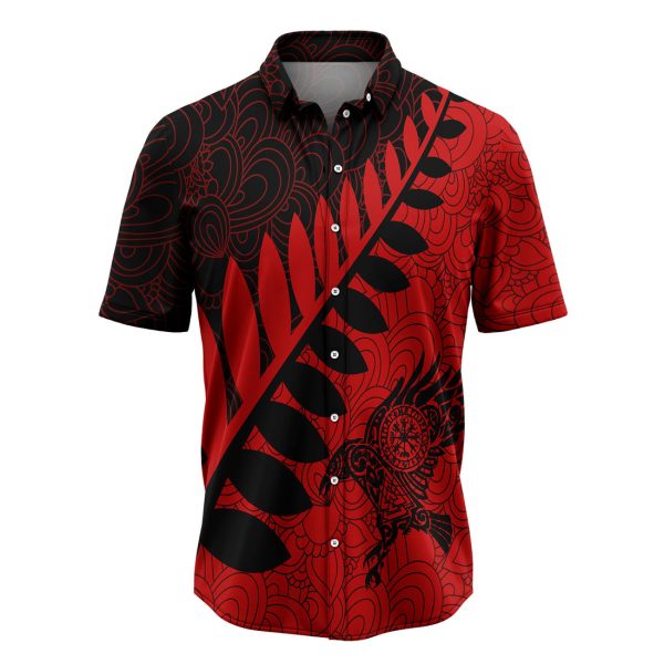 Raven Viking Leaf Red & Black Pattern Hawaiian Shirt, Summer Shirt For Men and Women, Short Sleeve Jezsport.com