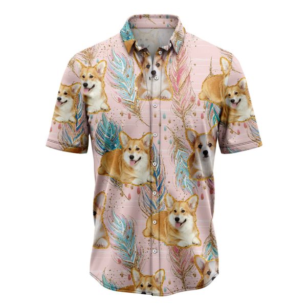 Pembroke Welsh Corgi Boho Feather Hawaiian Shirt Summer Shirt For Men and Women Jezsport.com