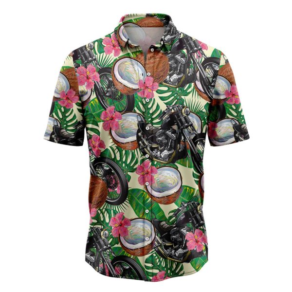 Motorbike Tropical Coconut Hawaiian Shirt Summer Shirt For Men and Womenn Jezsport.com