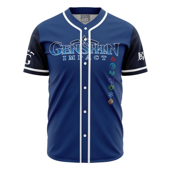 Seven Elements Genshin Baseball Jersey 3D Printed, For Men and Women Jezsport.com