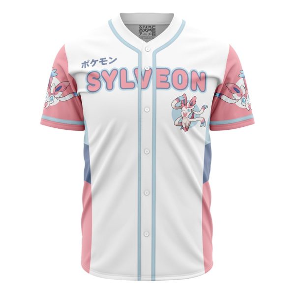 Sylveon Eeveelution Pokemon Baseball Jersey 3D Printed, For Men and Women, Size XL Jezsport.com