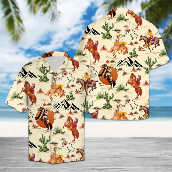 Vintage Cowboy Cowgirl Hawaiian Shirt Summer Shirt For Men and Women Jezsport.com