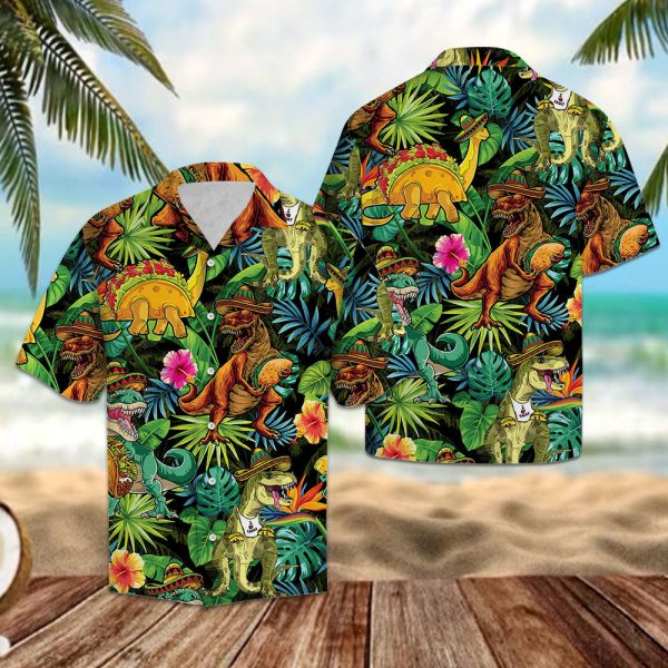 Tacos Taco Bell Dinosaur Tropical Leaf Hawaiian Shirt Summer Shirt For Men and Women Jezsport.com