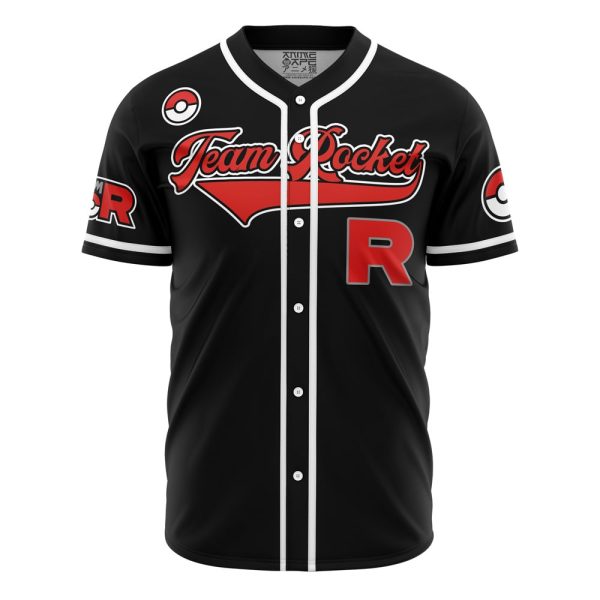 Team Rocket Grunt Black Pokemon Baseball Jersey 3D Printed, For Men and Women, Size XL Jezsport.com