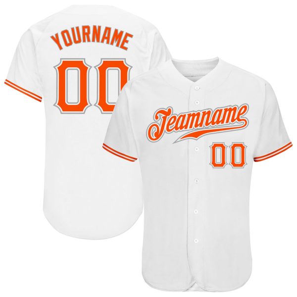 Custom Black Jersey, Personalized Black Baseball Jersey, Custom Baseball Jersey, Custom White Orange-Gray Authentic Baseball Jersey Jezsport.com