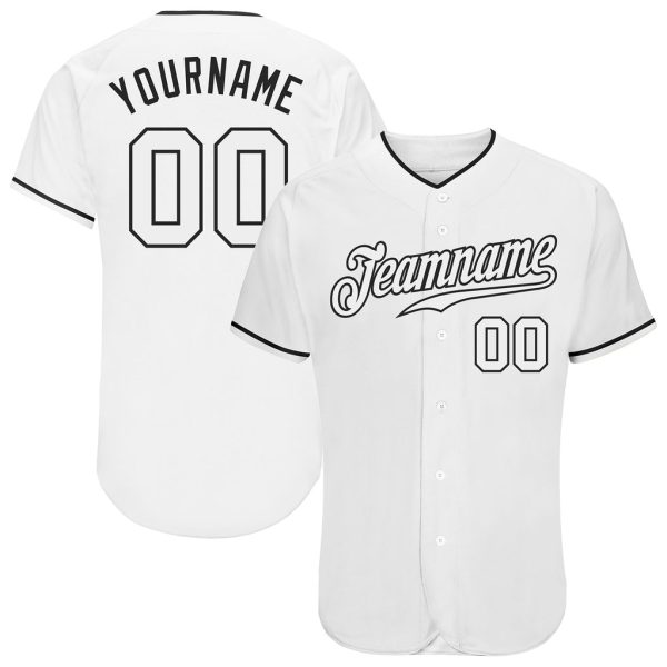 Custom Black Jersey, Personalized Black Baseball Jersey, Custom Baseball Jersey, Custom White White-Black Authentic Baseball Jersey Jezsport.com