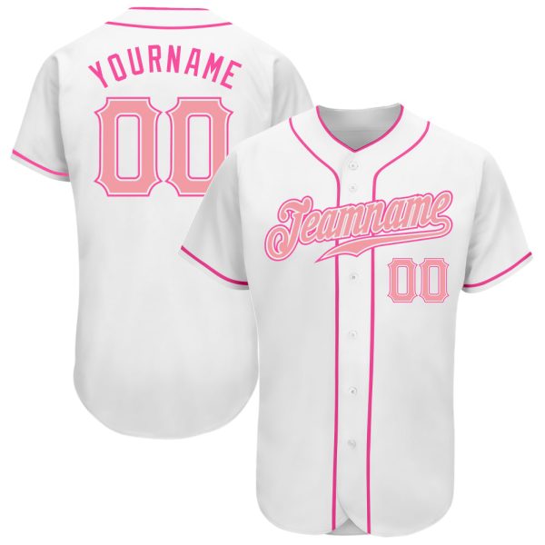 Custom Black Jersey, Personalized Black Baseball Jersey, Custom Baseball Jersey, Custom White Medium Pink-Pink Authentic Baseball Jersey Jezsport.com