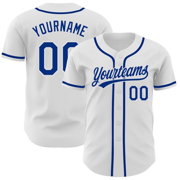 Custom Black Jersey, Personalized Black Baseball Jersey, Custom Baseball Jersey, Custom White Royal Authentic Baseball Jersey Jezsport.com