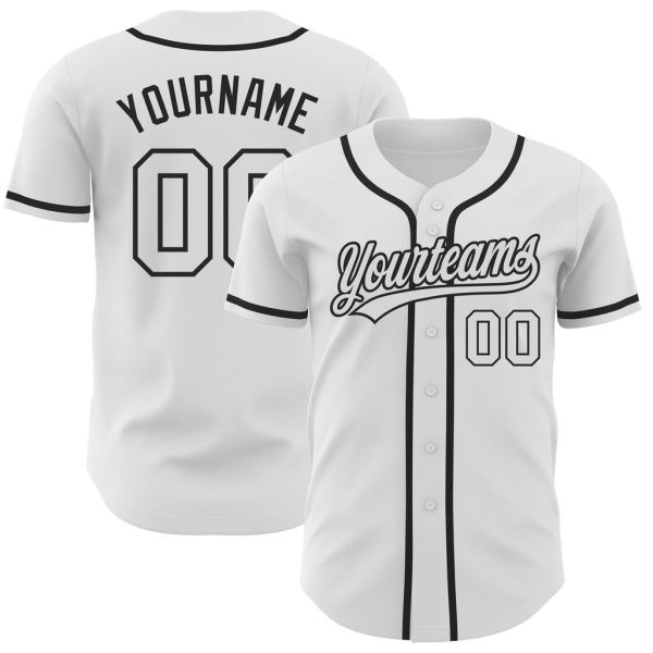 Custom Black Jersey, Personalized Black Baseball Jersey, Custom Baseball Jersey, Custom White White-Black Authentic Baseball Jersey Jezsport.com