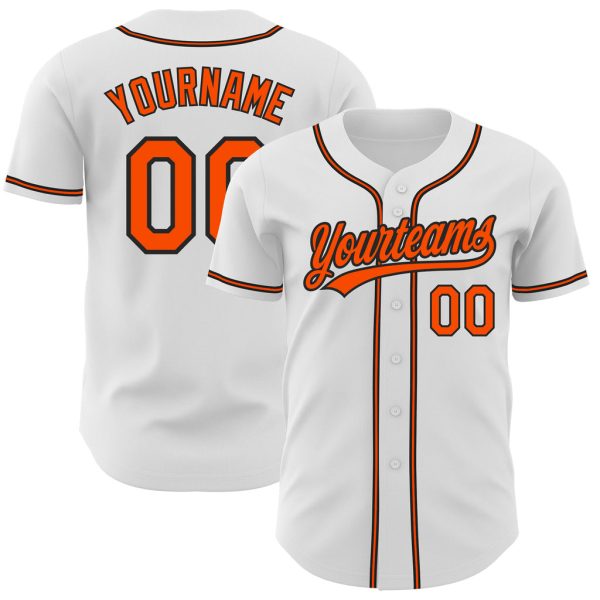 Custom Black Jersey, Personalized Black Baseball Jersey, Custom Baseball Jersey, Custom White Orange-Black Authentic Baseball Jersey Jezsport.com