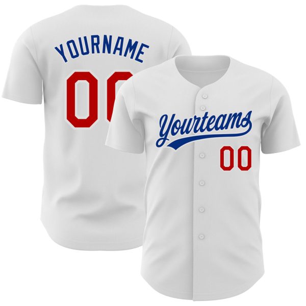 Custom Black Jersey, Personalized Black Baseball Jersey, Custom Baseball Jersey, Custom White Red-Royal Authentic Baseball Jersey Jezsport.com