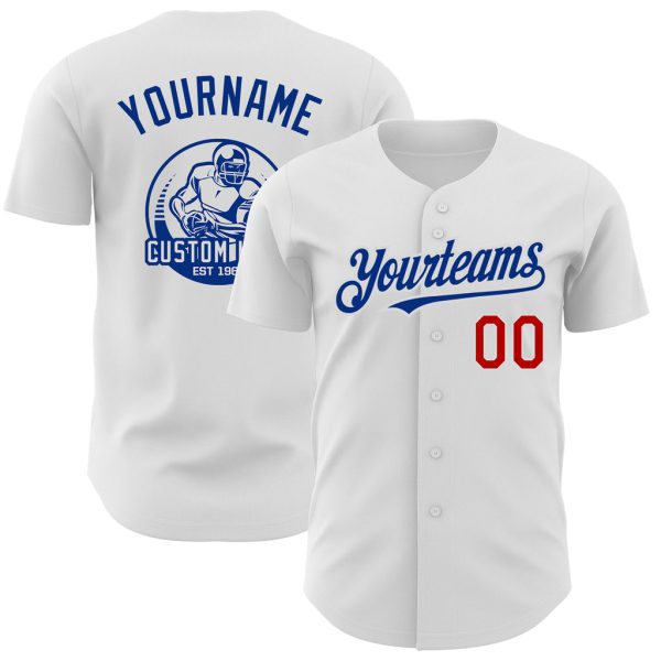 Custom Black Jersey, Personalized Black Baseball Jersey, Custom Baseball Jersey, Custom White Red-Royal Authentic Baseball Jersey Jezsport.com