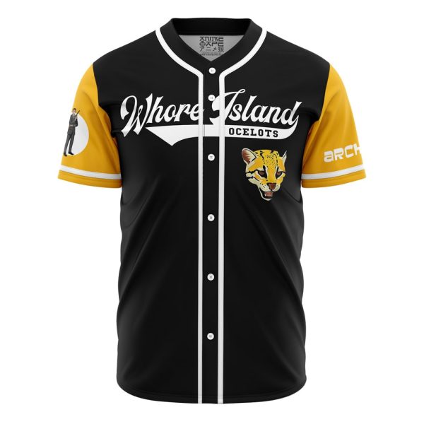 Whore Island Ocelots Archer V2 Baseball Jersey 3D Printed, For Men and Women Jezsport.com