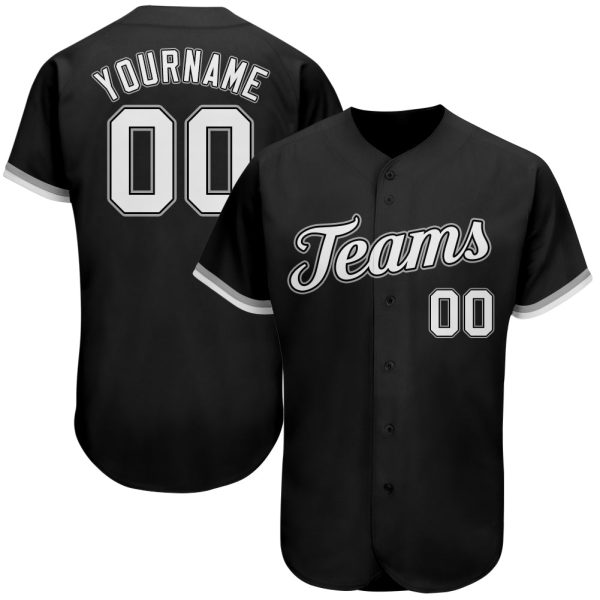 Custom Black Jersey, Personalized Black Baseball Jersey, Custom Baseball Jersey, Custom Black White-Gray Authentic Baseball Jersey Jezsport.com