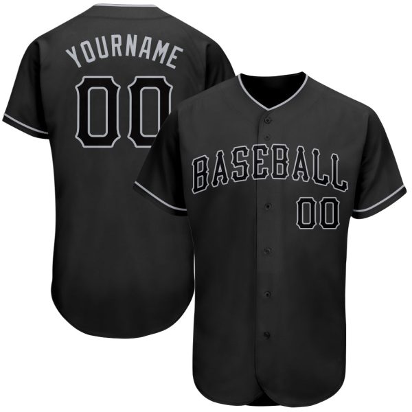 Custom Black Jersey, Personalized Black Baseball Jersey, Custom Baseball Jersey, Custom Black Black-Gray Authentic Baseball Jersey Jezsport.com