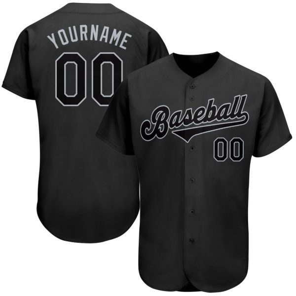 Custom Black Jersey, Personalized Black Baseball Jersey, Custom Baseball Jersey, Custom Black Black-Gray Authentic Baseball Jersey Jezsport.com