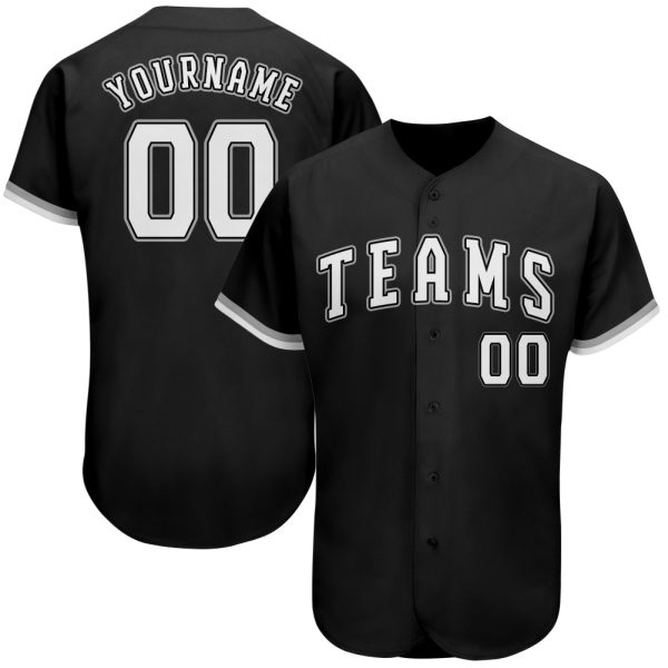 Custom Black Jersey, Personalized Black Baseball Jersey, Custom Baseball Jersey, Custom Black White-Gray Authentic Baseball Jersey Jezsport.com