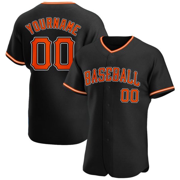 Custom Black Jersey, Personalized Black Baseball Jersey, Custom Baseball Jersey, Custom Black Orange-White Authentic Baseball Jersey Jezsport.com