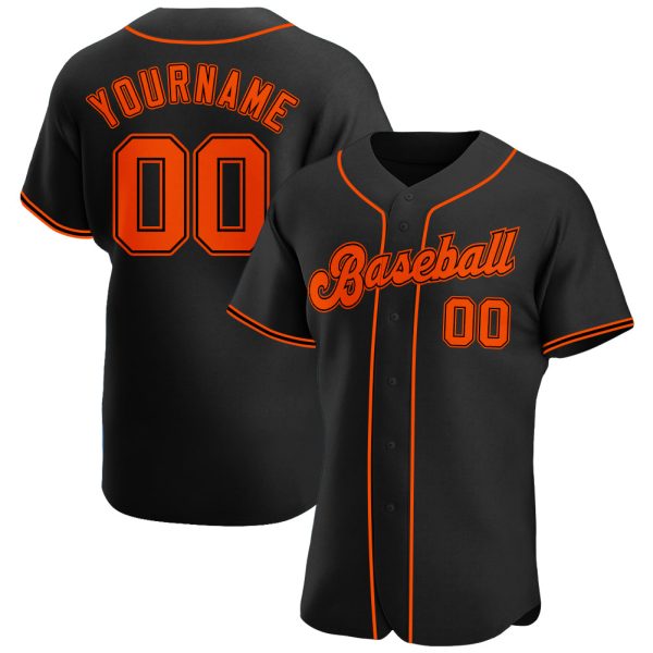 Custom Black Jersey, Personalized Black Baseball Jersey, Custom Baseball Jersey, Custom Black Orange-Black Authentic Baseball Jersey Jezsport.com