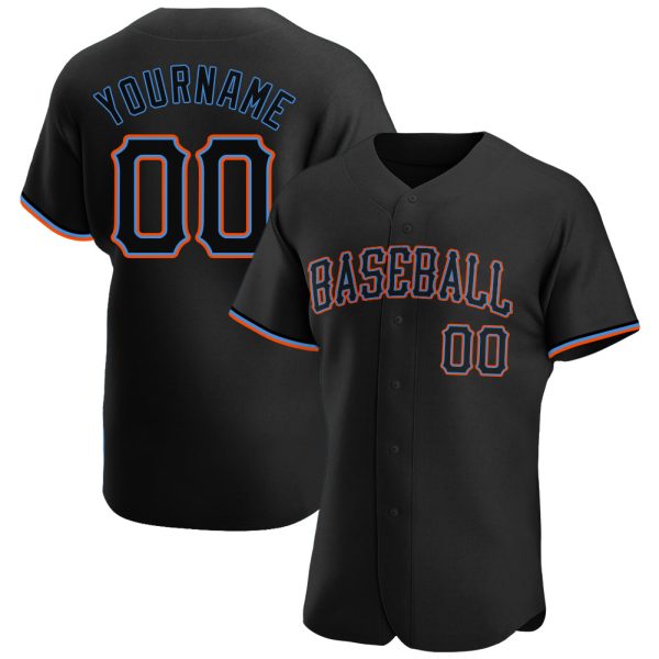 Custom Black Jersey, Personalized Black Baseball Jersey, Custom Baseball Jersey, Custom Black Black-Powder Blue Authentic Baseball Jersey Jezsport.com