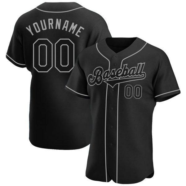 Custom Black Jersey, Personalized Black Baseball Jersey, Custom Baseball Jersey, Custom Black Black-Gray Authentic Baseball Jersey Jezsport.com